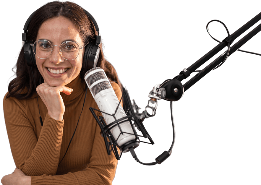 Locutora gravando URA